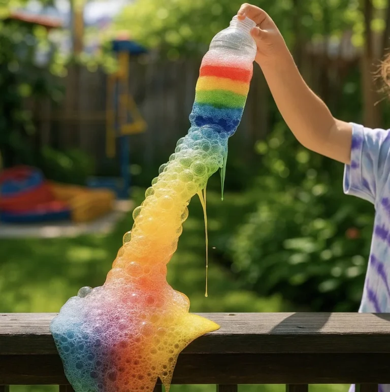 Children enjoying a fun bubble snake craft activity with colorful bubbles