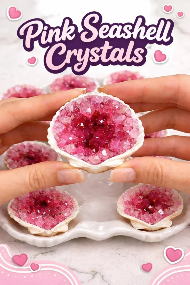Close-up of beautiful Pink Seashell Crystals with natural textures and colors