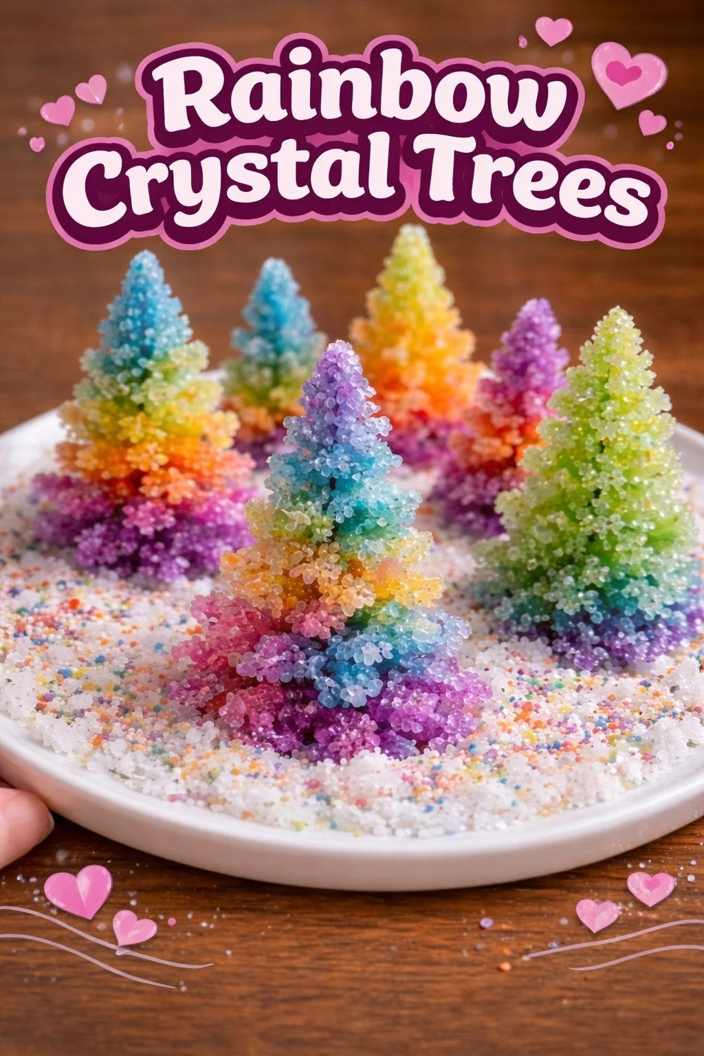 Vibrant Rainbow Crystal Trees showcasing natural beauty and colorful artistry.