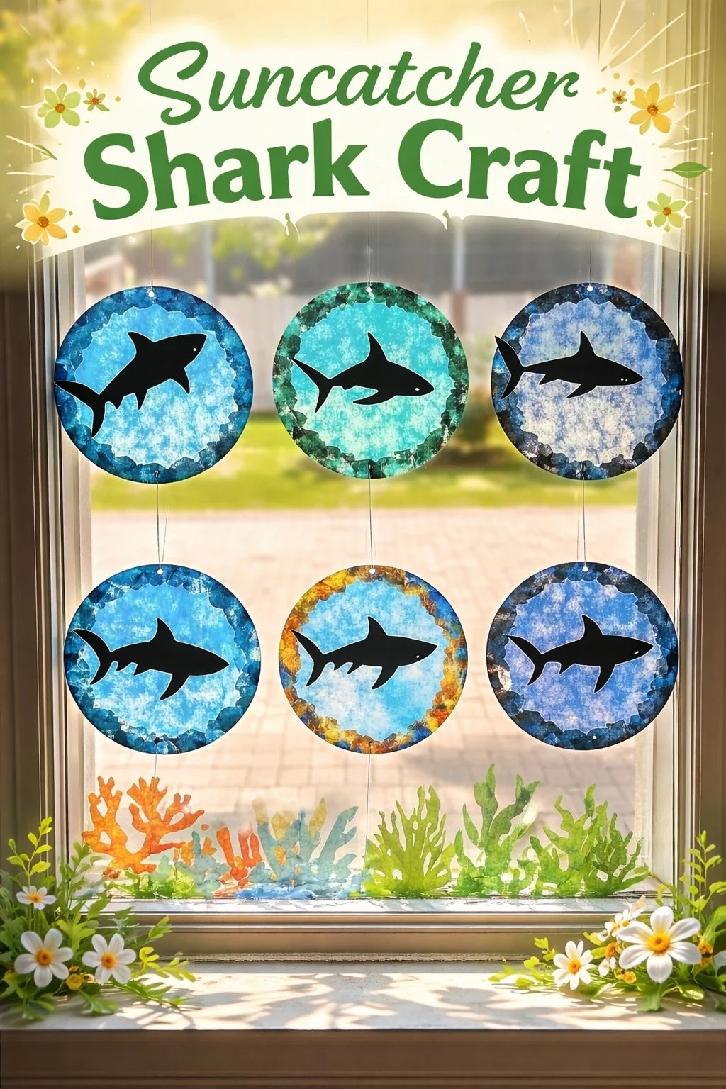 DIY Suncatcher Shark craft project for home decor and children's activities