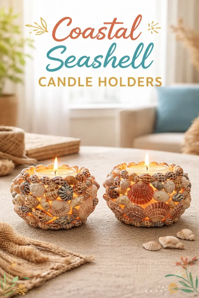 Coastal seashell candle holders for beach-themed decorations