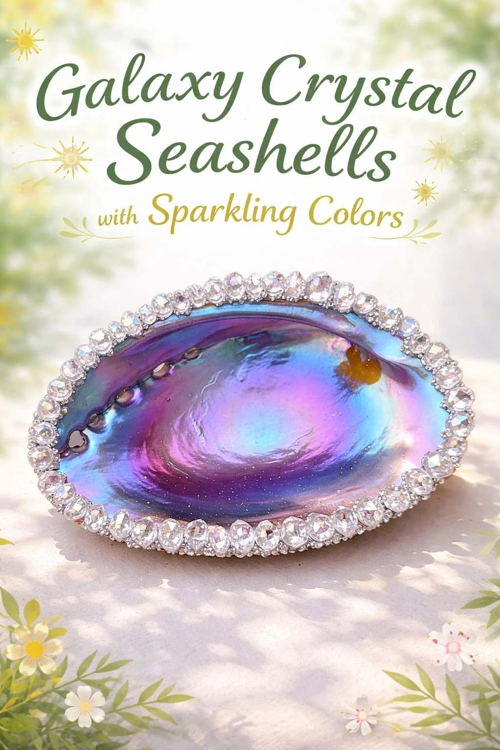 Beautiful Galaxy Crystal Seashells with vibrant sparkling colors