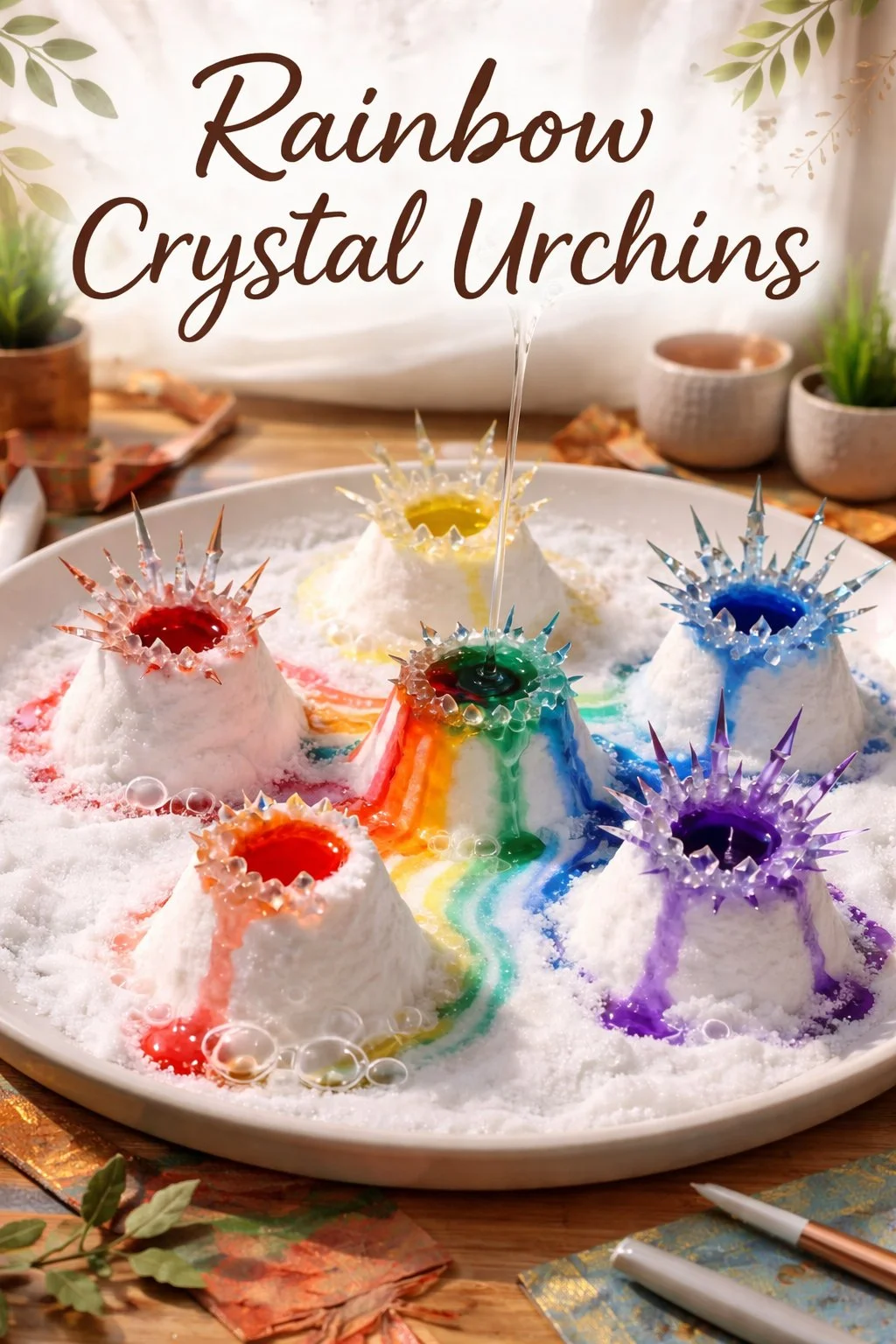 Colorful Rainbow Crystal Urchins showcasing vibrant hues and intricate textures.