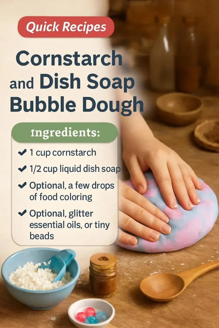 A colorful mixture of cornstarch and dish soap to create bubble dough for sensory play.
