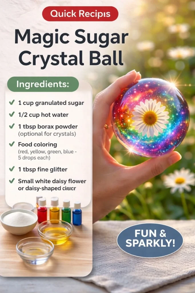 A vibrant Magic Sugar Crystal Ball, showcasing sparkling sugar crystals for enchanting decor.