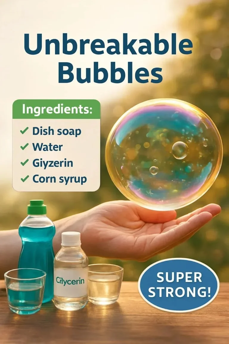 Colorful unbreakable bubbles floating in the air, showcasing their durability and fun.