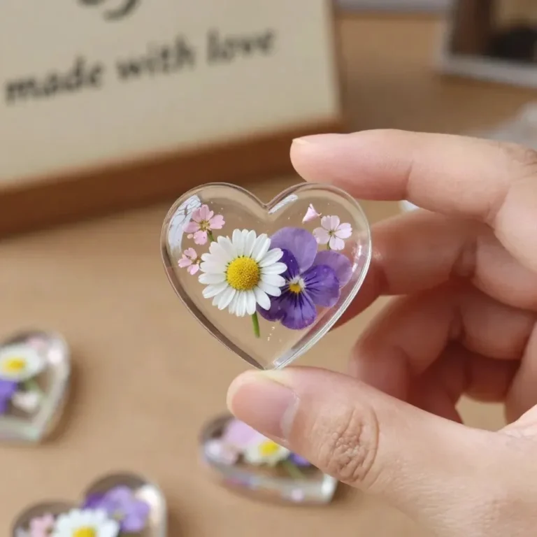DIY cornstarch glass floral hearts and flowers arrangement