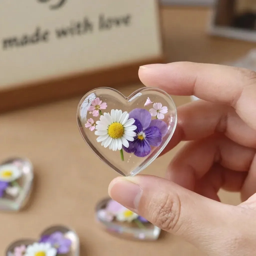 DIY cornstarch glass floral hearts and flowers arrangement
