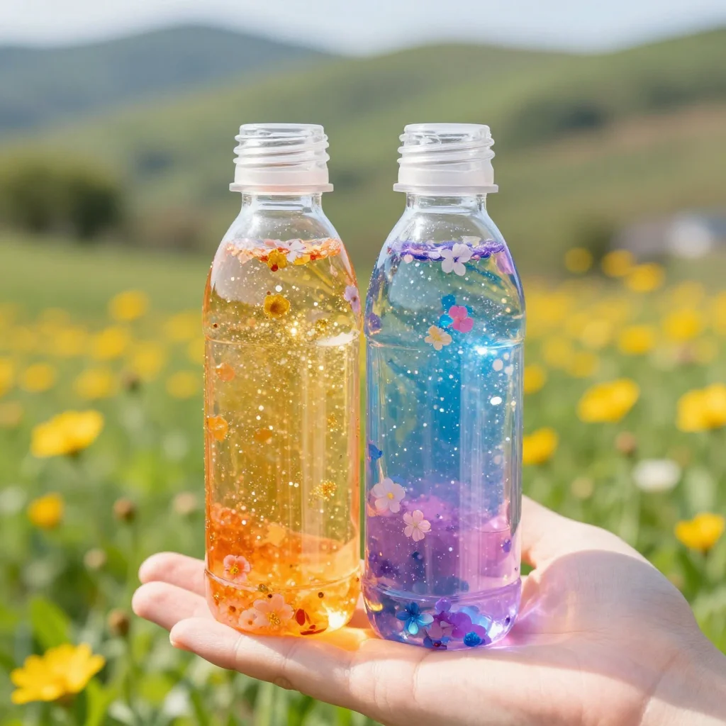 Calming DIY dual sensory bottles for relaxation and sensory play