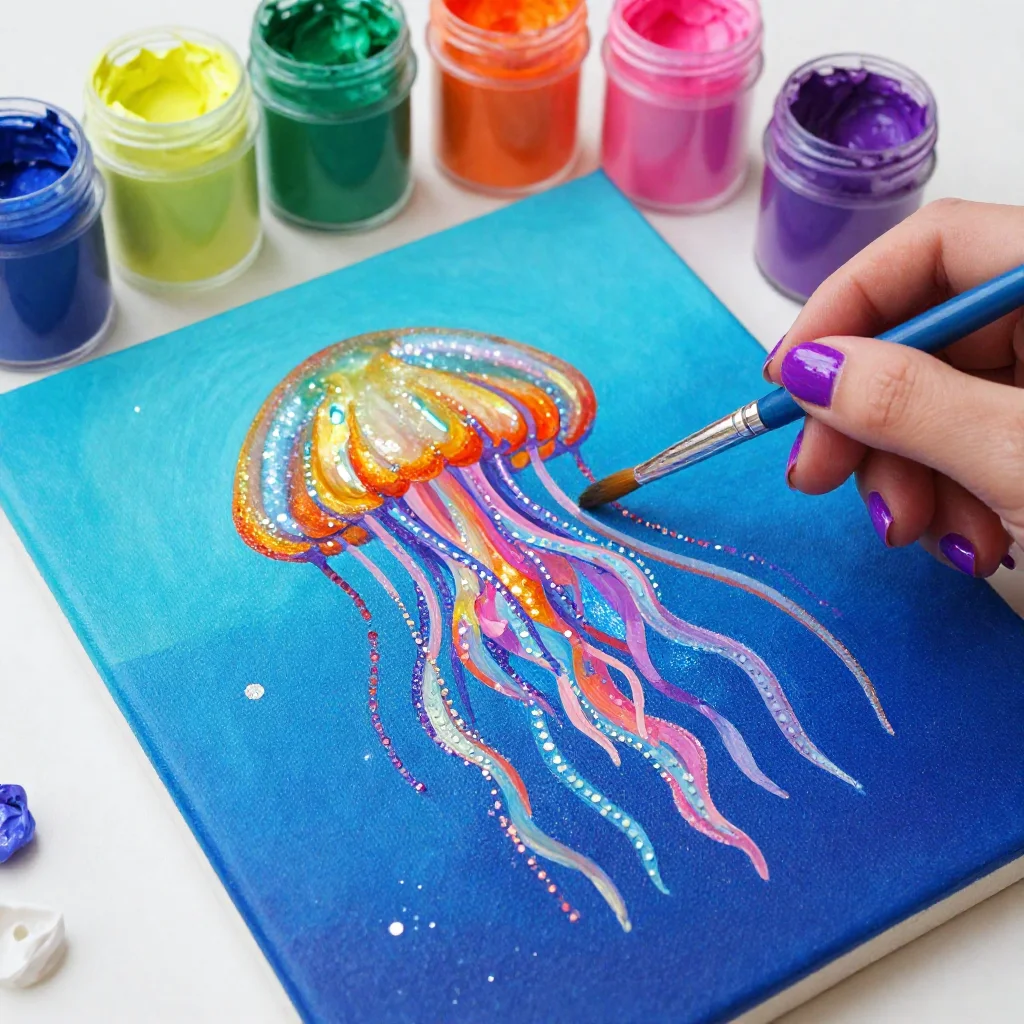 Jellyfish Salt Painting Becomes Calm