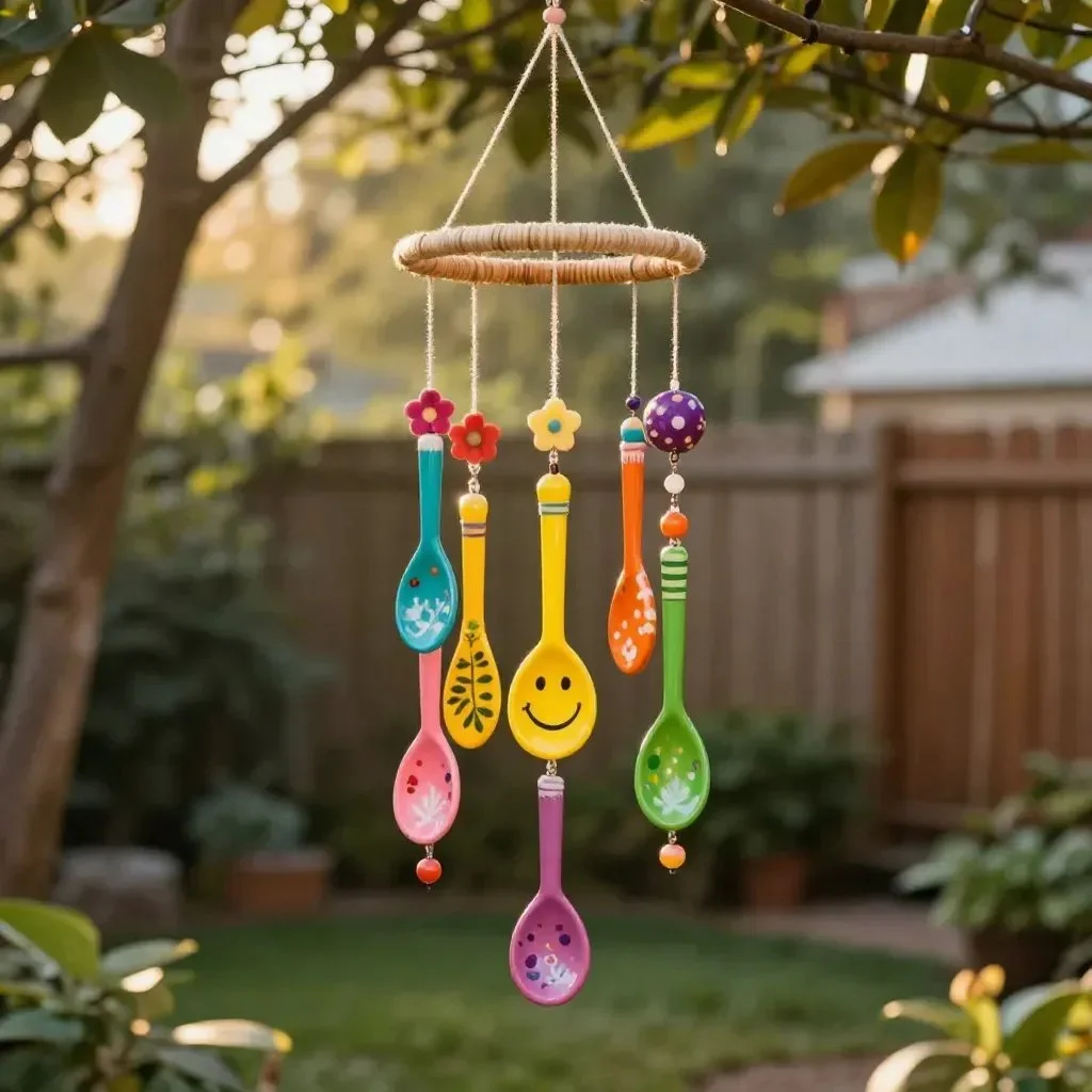 Painted Wooden Spoon Garden Chimes