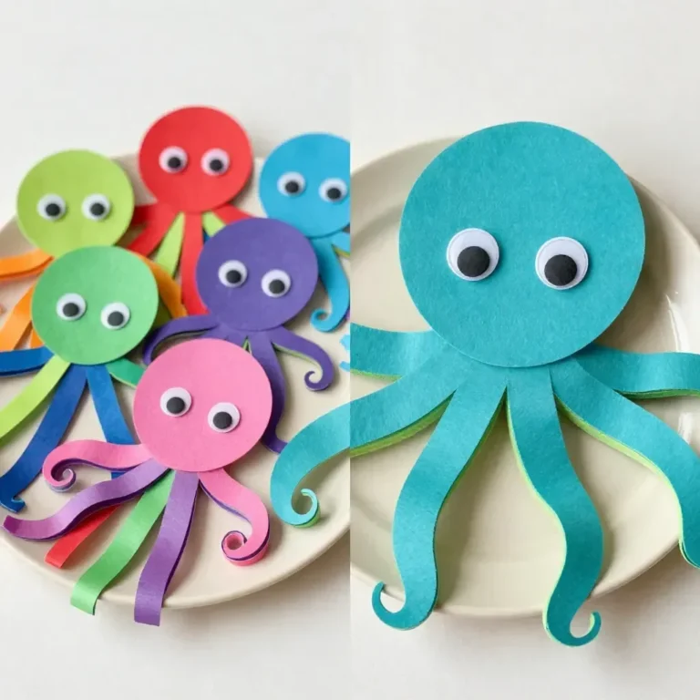 Vibrant bright hanging ocean creatures displayed in a colorful arrangement.