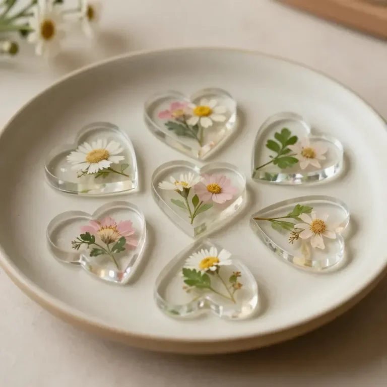 DIY cornstarch glass floral hearts and flowers for creative decor