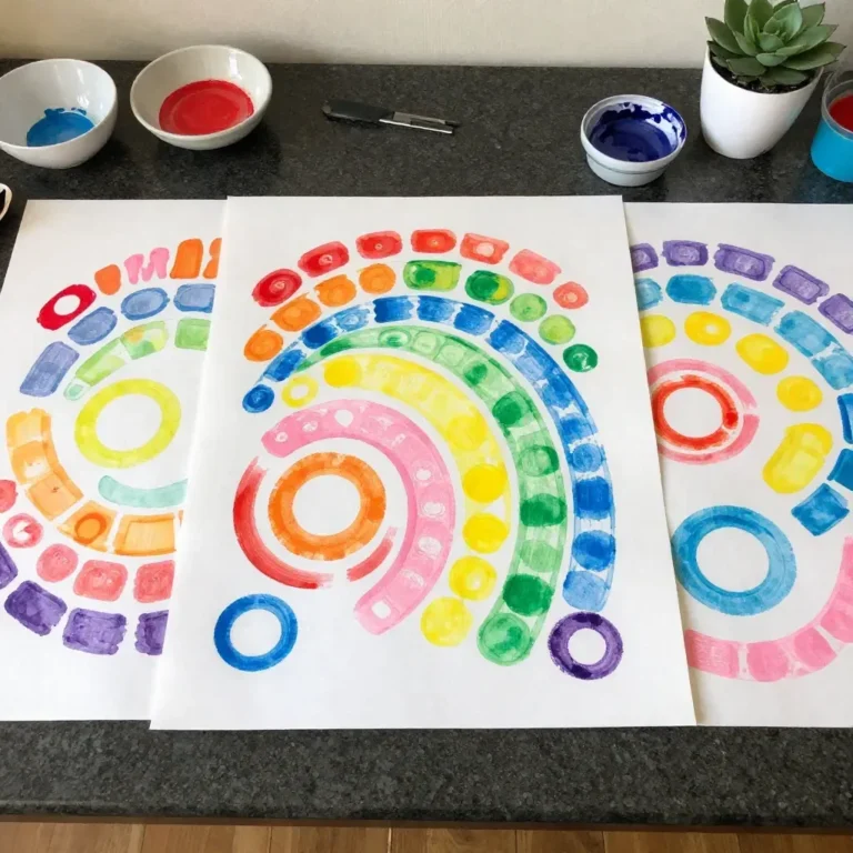 Cozy giant dot-painting activity with colorful dots and joyful participants.