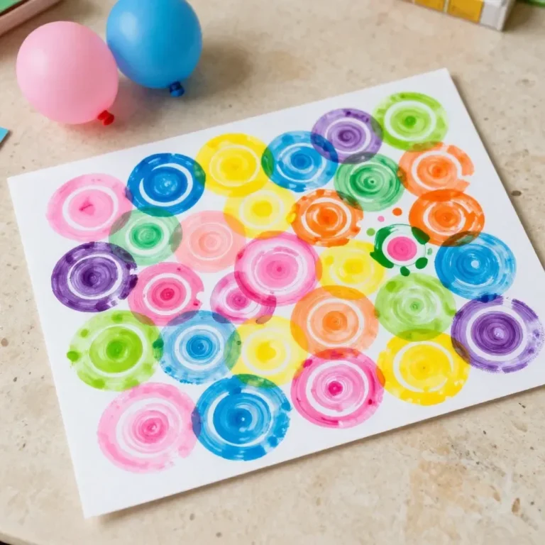 Colorful water balloon painting pinwheel art project for outdoor creativity