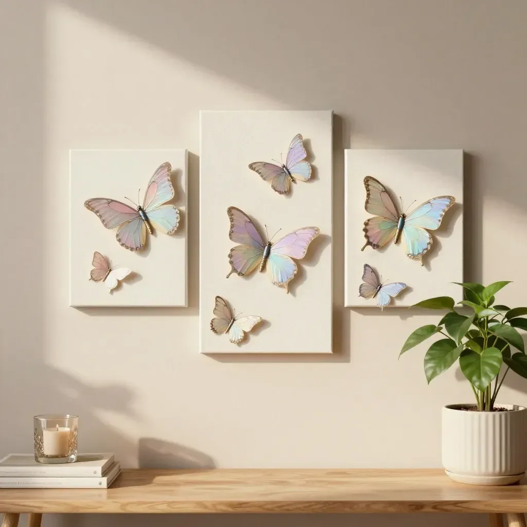 DIY CD butterfly wall art showcasing shimmering colors and designs.
