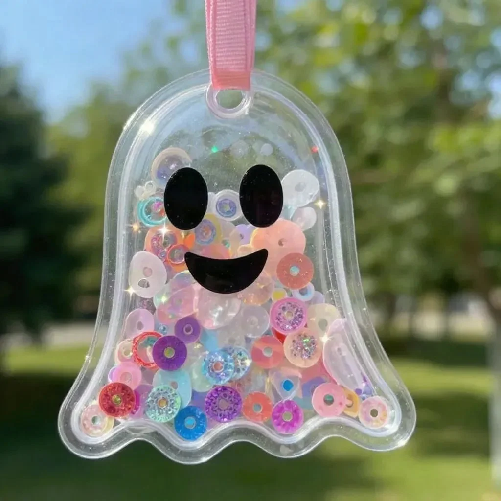DIY Clear Rainbow Ghost Shaker Suncatcher Craft for Kids