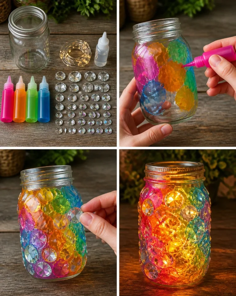 Colorful crystal mason jar lantern for home decor lighting