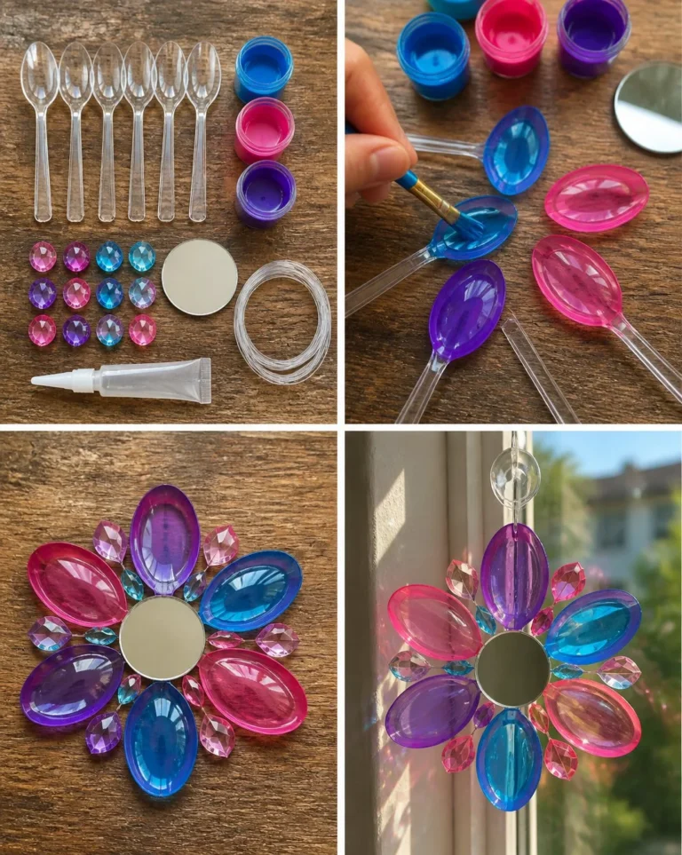Handcrafted crystal flower suncatcher window decor