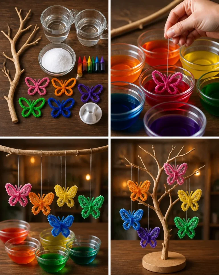 Vibrant Crystal Rainbow Butterfly Tree for beautiful garden decor