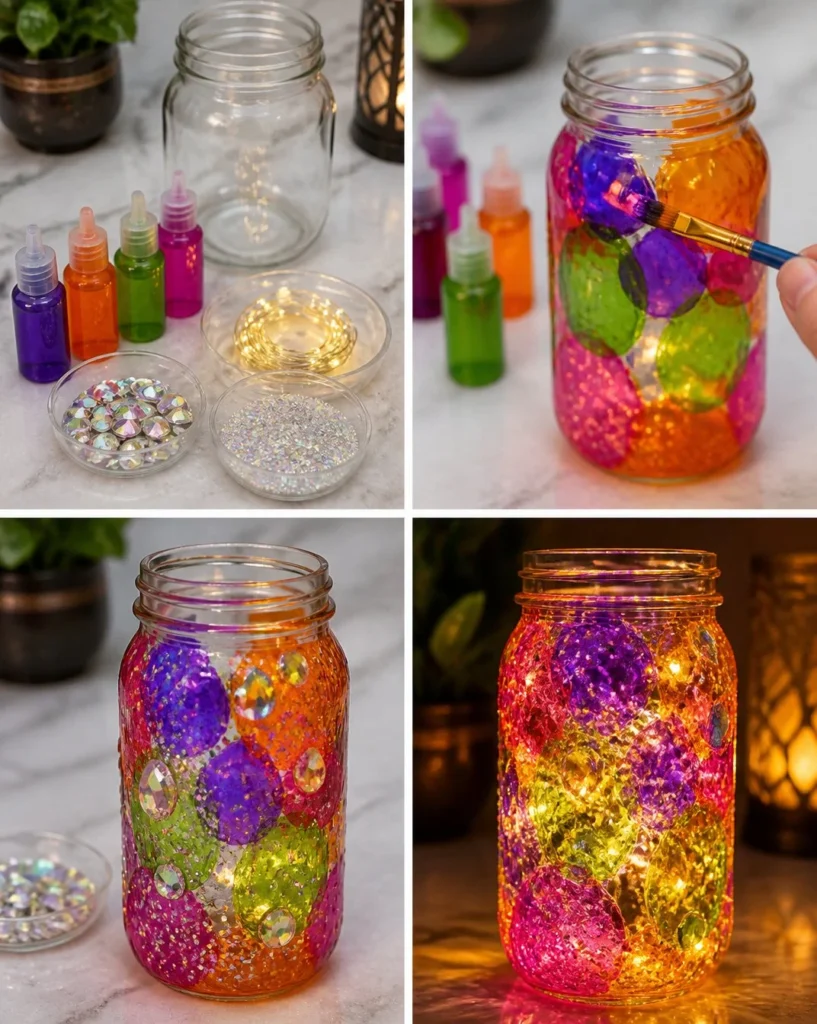 Glowing Rainbow Potion in a crystal jar - an enchanted elixir