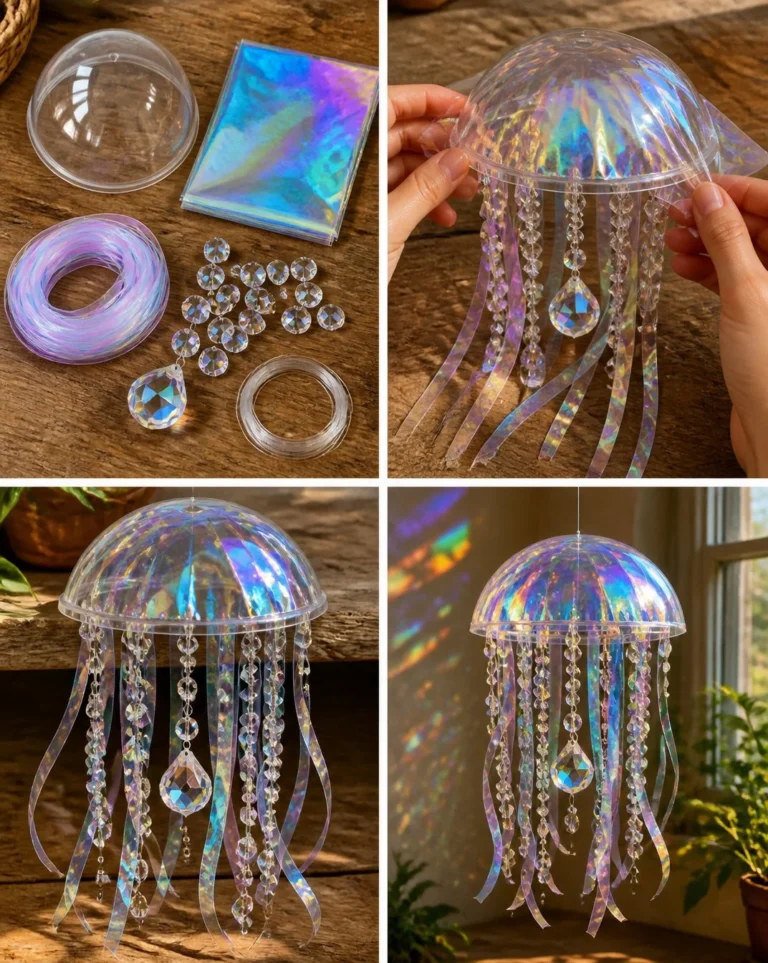 Holographic jellyfish crystal light ornament for stylish home decor