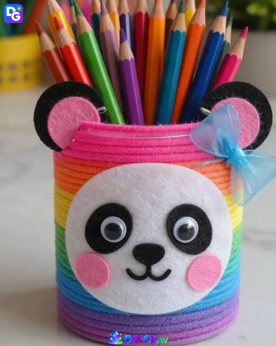 Rainbow Panda Pencil Cup Classroom Organizer