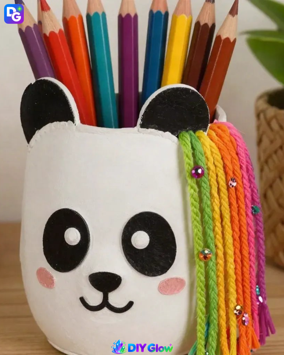 Rainbow Panda Pencil Cup