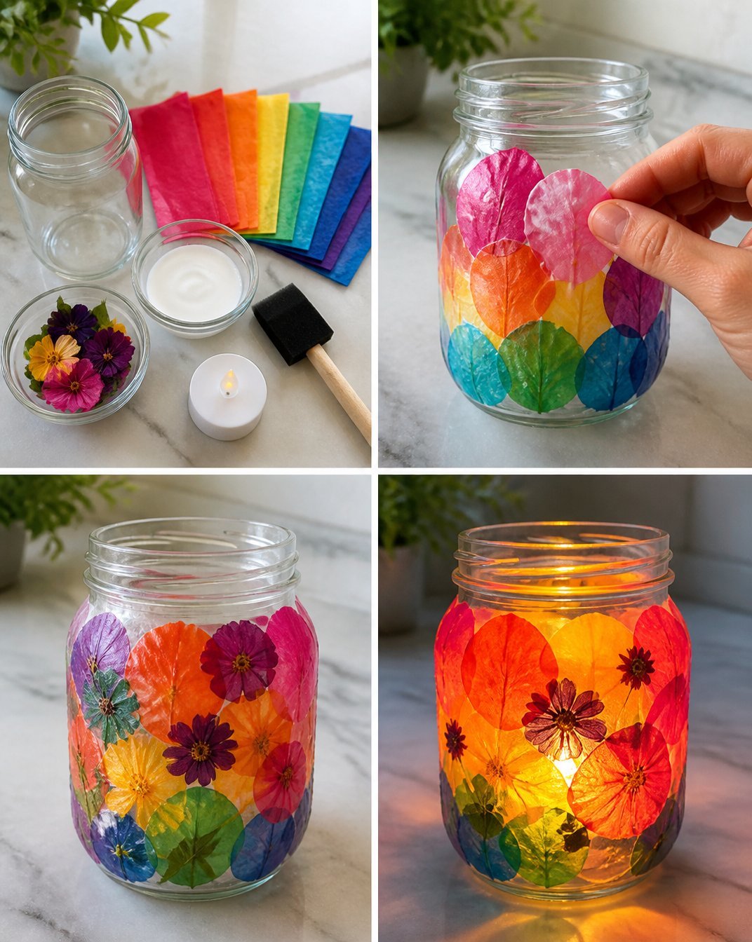 Rainbow Tissue-Paper Flower Lantern