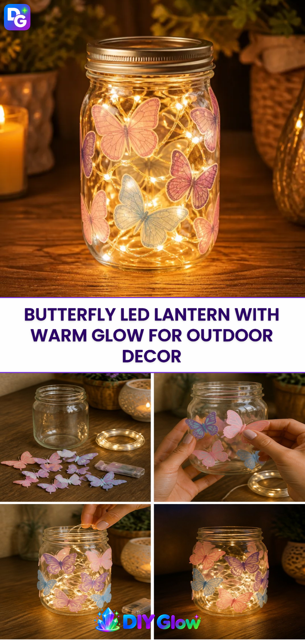 Butterfly LED Lantern with Warm Glow for Outdoor Decor