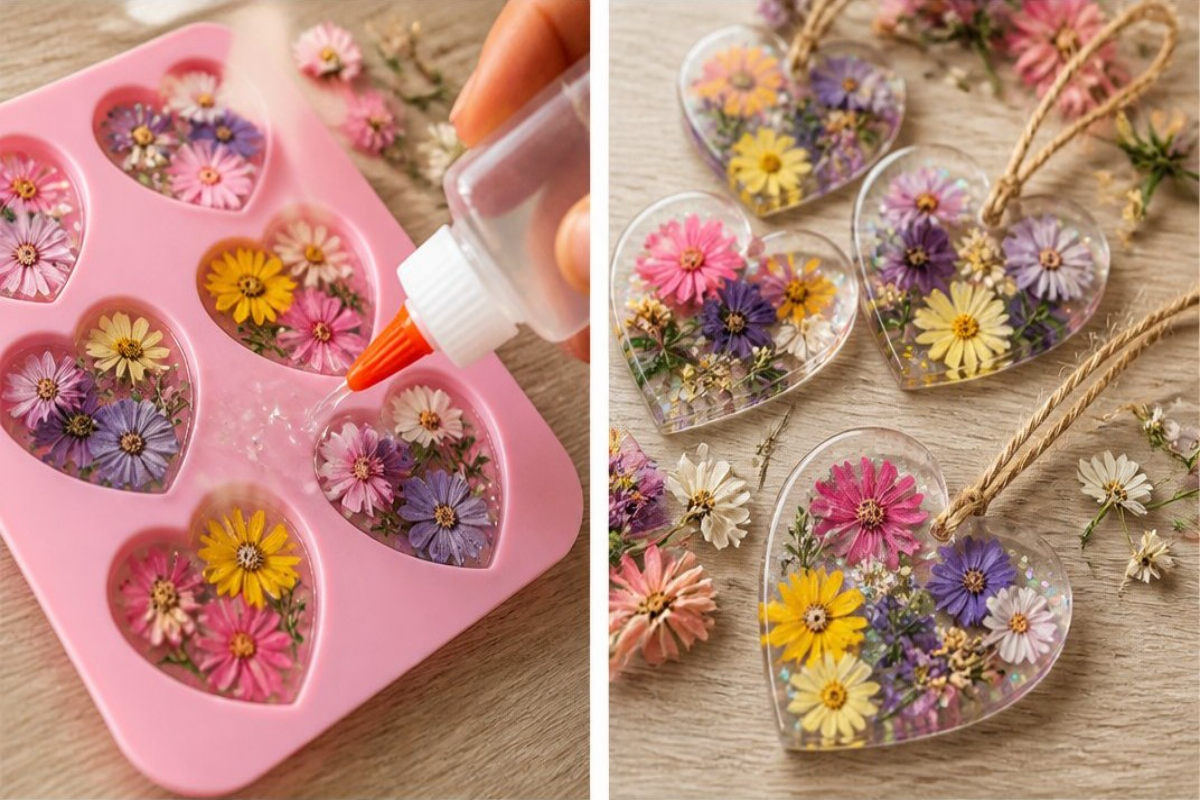 Clear Glue Flower Hearts