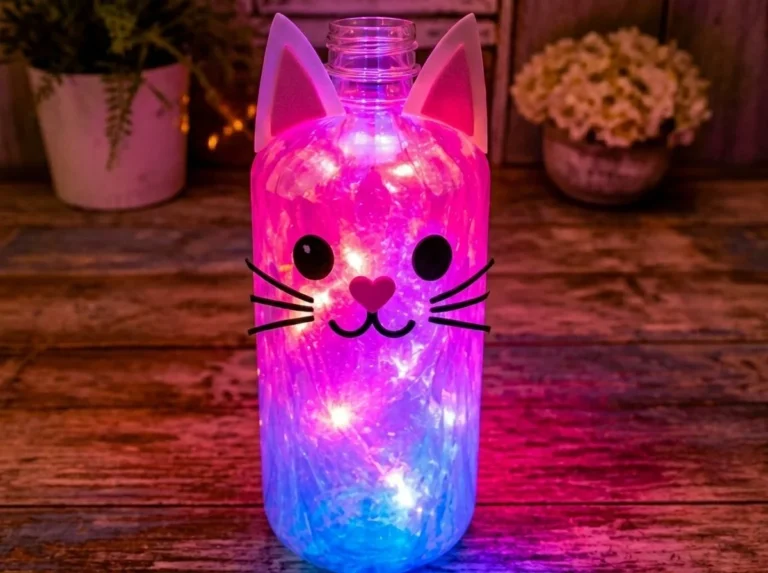 Clear Pink & Blue Glowing Kitten Lantern