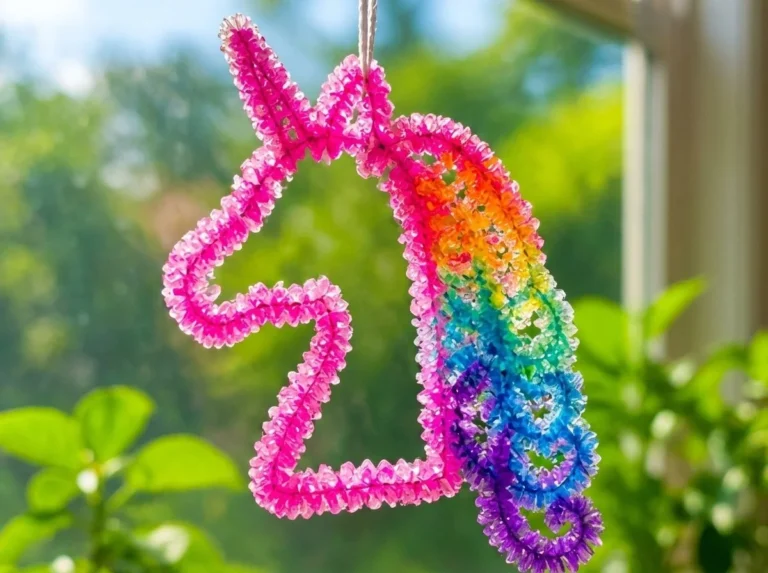 Clear Pink Unicorn Crystal Suncatcher