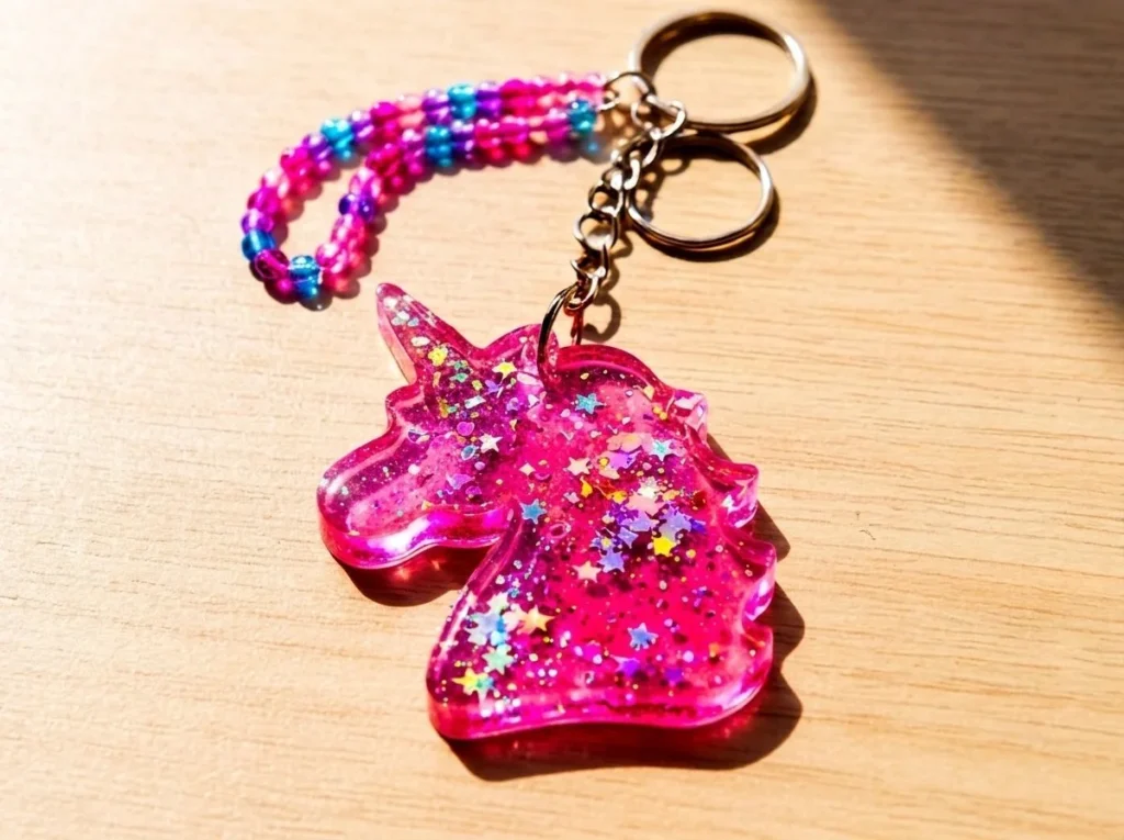 Clear pink unicorn suncatcher backpack charm