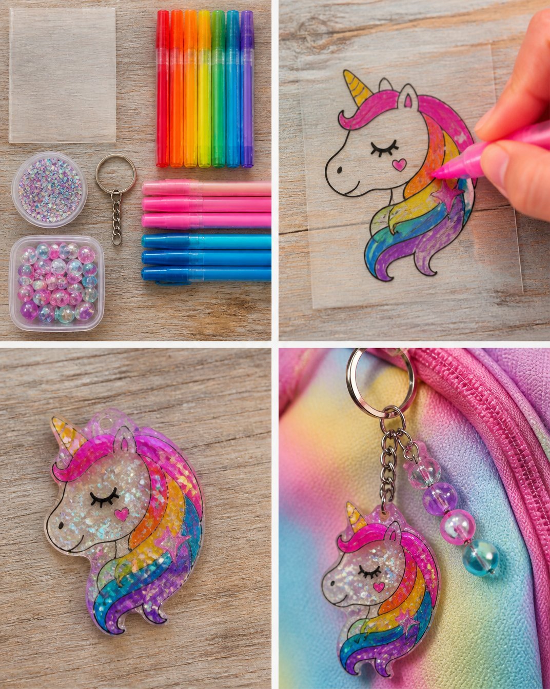 Clear Rainbow Unicorn Backpack Charm Craft