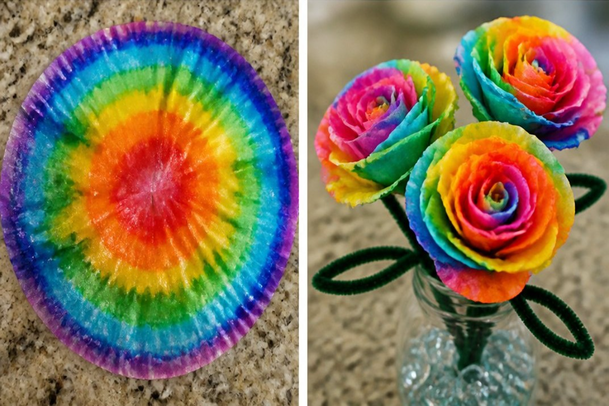 Coffee Filter Rainbow Roses