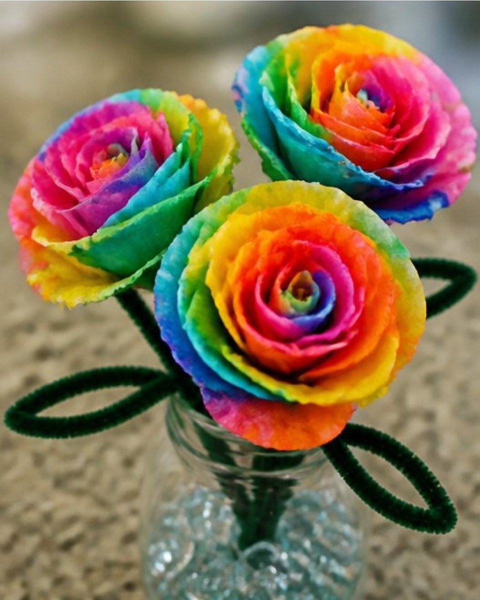 Coffee Filter Rainbow Roses