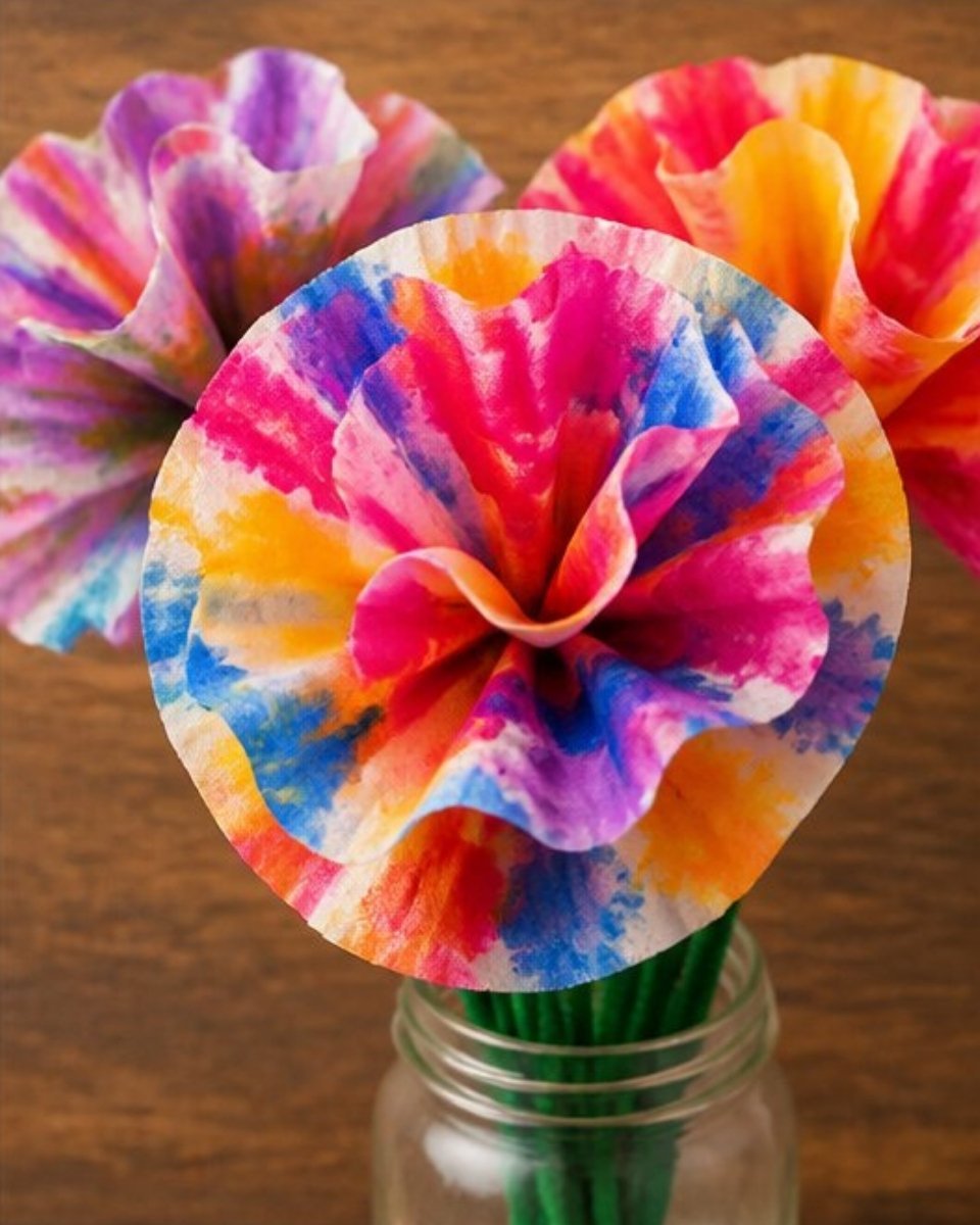 Coffee Filter Tie-Dye Flowers
