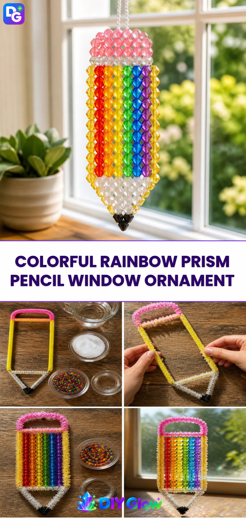 Colorful Rainbow Prism Pencil Window Ornament