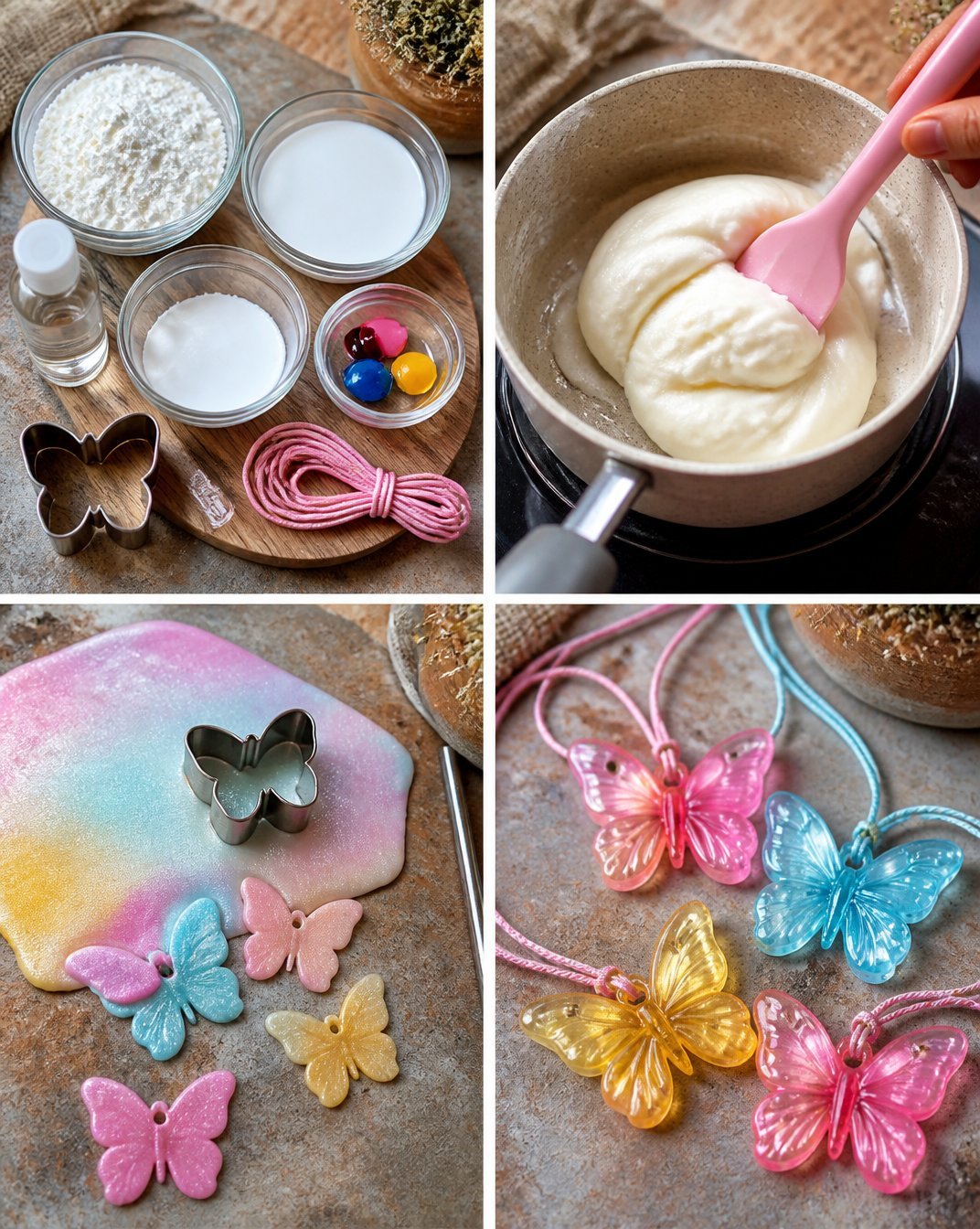 Cornstarch Glass Butterfly Charms
