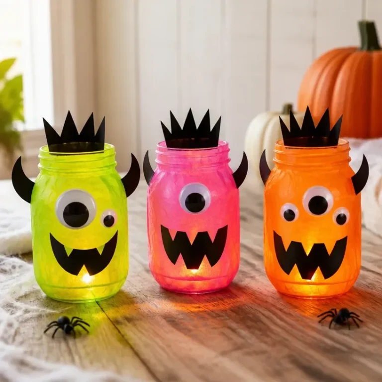 Cozy neon rainbow monster lanterns for bright and playful home decor