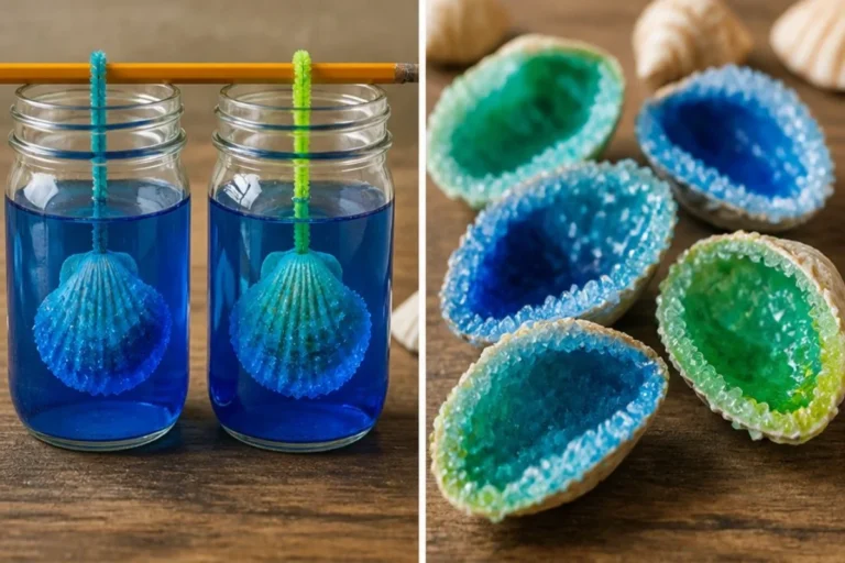 Beautifully crafted seashell geodes showcasing crystal growing techniques