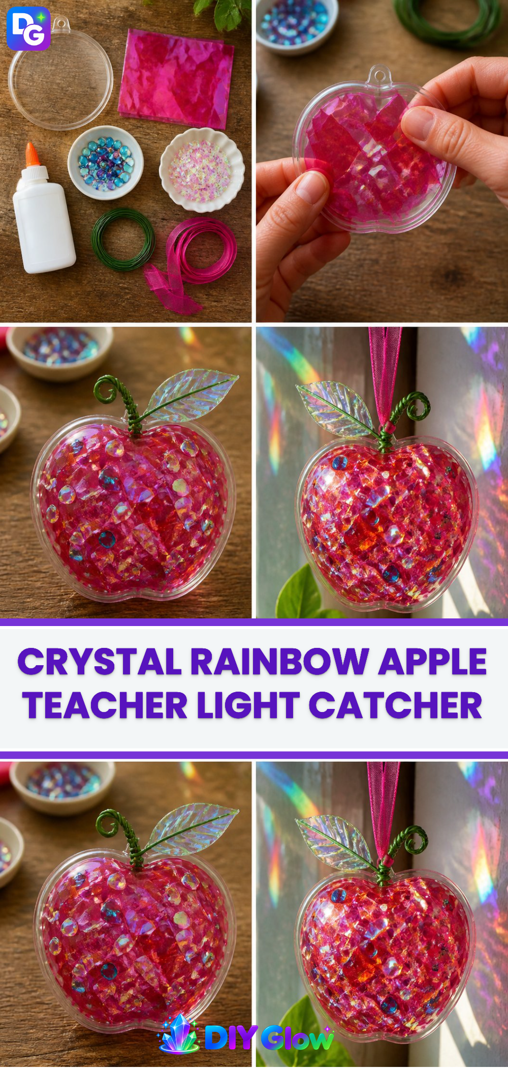 Crystal Rainbow Apple Teacher Light Catcher