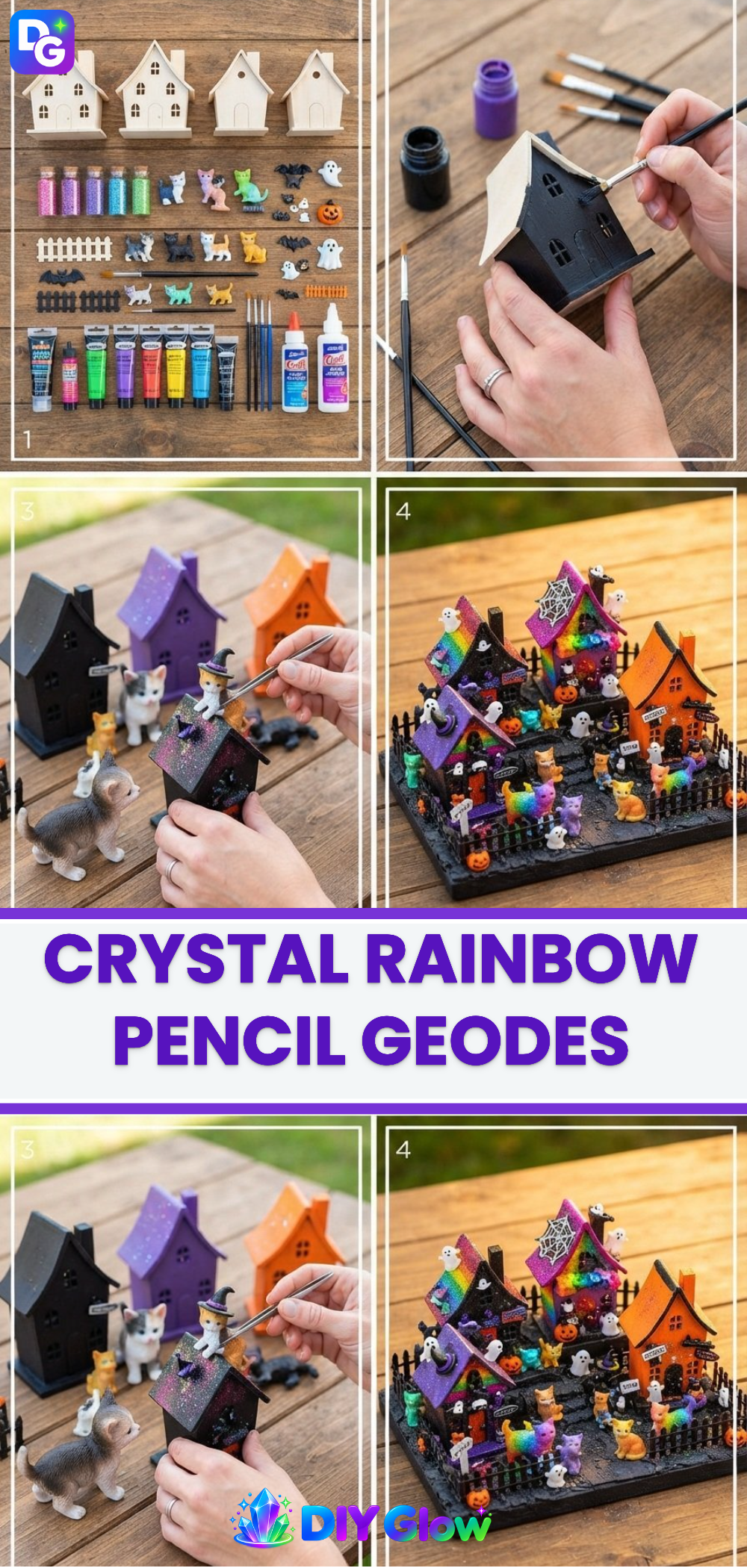 Crystal Rainbow Pencil Geodes