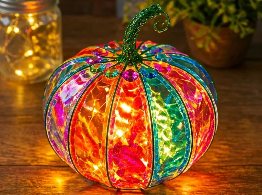 Crystal Rainbow Pumpkin Glow Lantern
