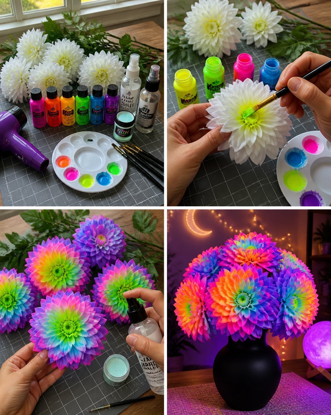 DIY Neon Glow Dahlias: Create Radiant Neon Flower Arrangements