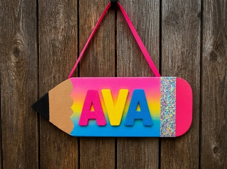 Giant Rainbow Pencil Name Sign for First Day of School