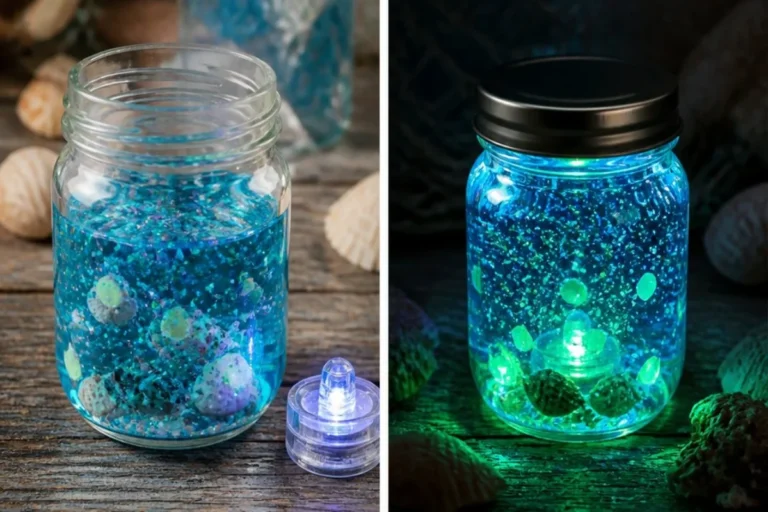 Glow-in-the-dark mermaid jar enhancing magical home decor