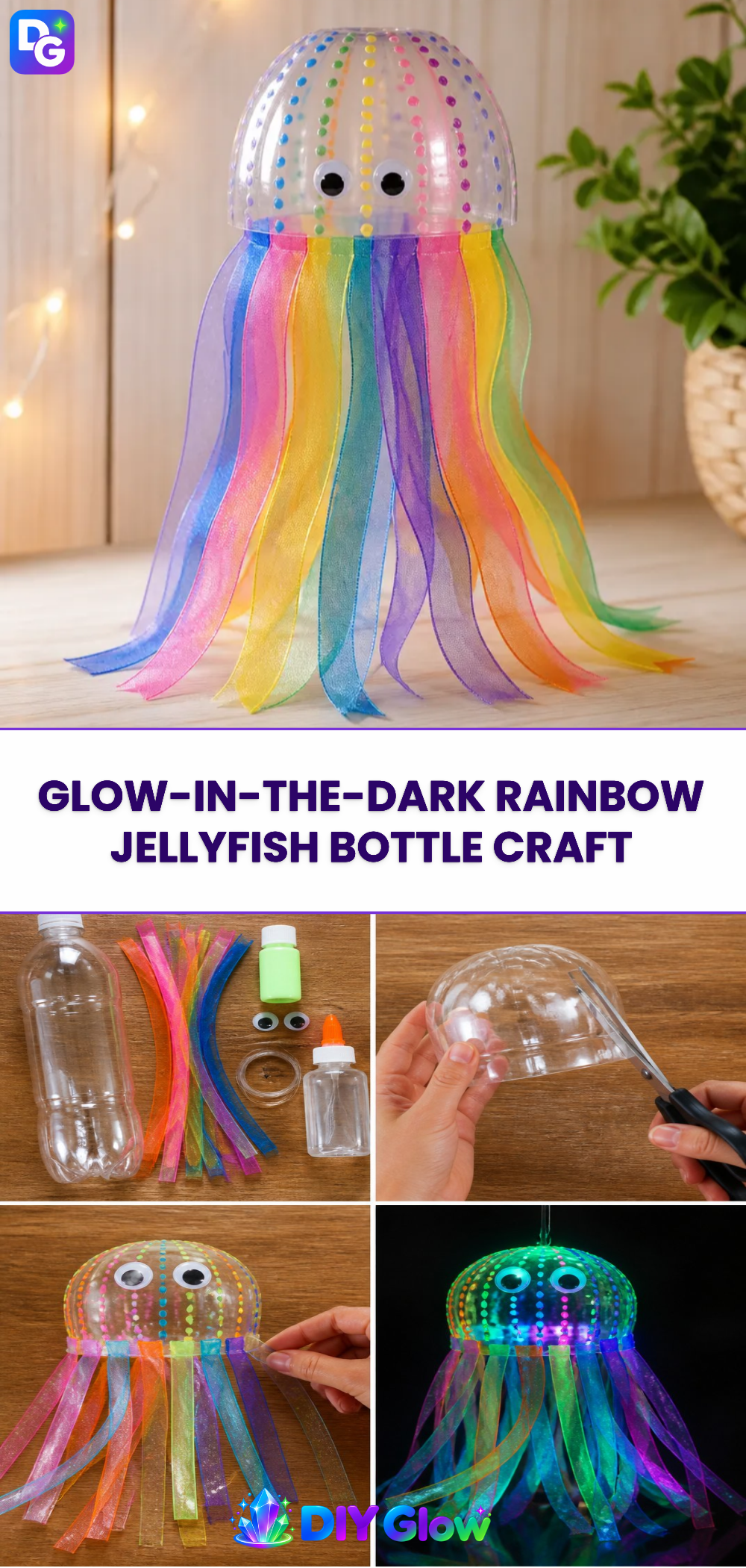Glow-in-the-Dark Rainbow Jellyfish Bottle Craft