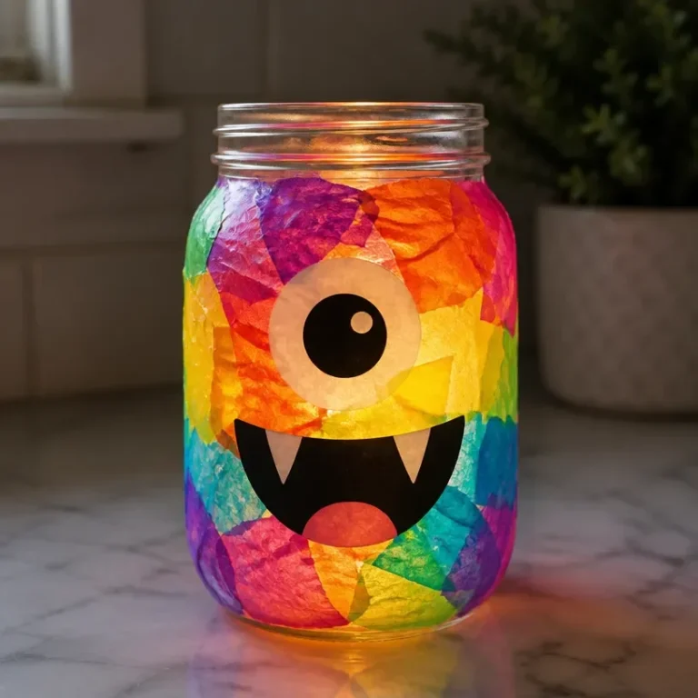 Glow-in-the-Dark Rainbow Monster Lantern illuminating a room